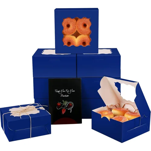 Vista 18 de qiqee Cajas de galletas negras con ventana, 36 paquetes de 6 x 6 x 3, caja de pastelería negra para recuerdos de boda, cumpleaños y fiesta