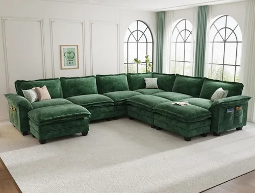 Vista 11 de KKL Sofá Seccional Modular de 89 Pulgadas, Sofá de Amor de 2 Asientos Sofá Nube con Asiento Profundo, Sofás Seccionales de Chenilla para Sala