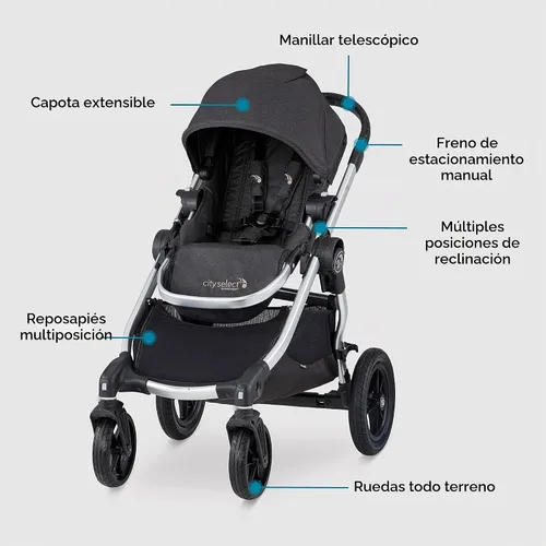 Vista 7 de Carriola individual Baby Jogger City Select, Jet Negro azabache