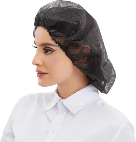 Vista 2 de ZMDREAM Disposable Bouffant Cap Hair Net for Food Service Latex-Free Black Black Lightweight Polypropylene 2 Sizes Breathable and