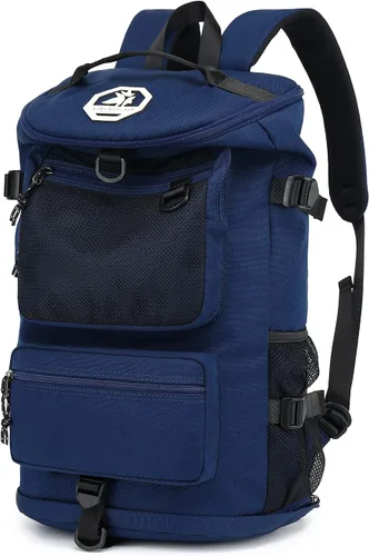 Vista 13 de Kalesi Mochila Bolsa de Lona para Gimnasio 4 Vías Impermeable con Compartimento para Zapatos para Viaje Deporte Senderismo Laptop, 02-Negro
