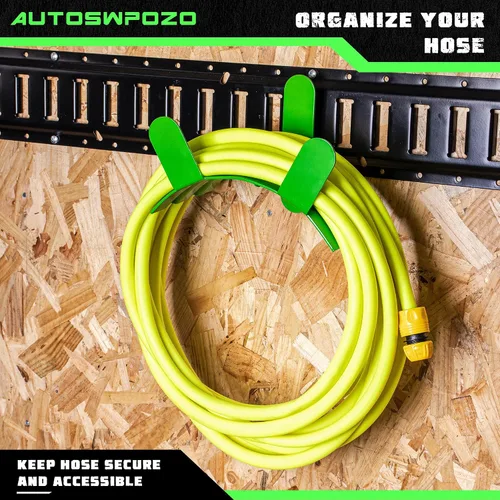 Vista 4 de Paquete de 2 soportes para mangueras E-Track, ganchos resistentes para mangueras, cables y cables organizados, color verde