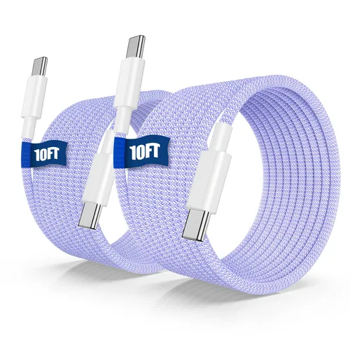 Vista 14 de Cable de carga rápida USB C a C de 10 pies, 60 W de carga rápida tipo C a C, cable de carga para Apple iPhone Duo/18 Pro 17 Pro Max/17 Air/16 Pro/15