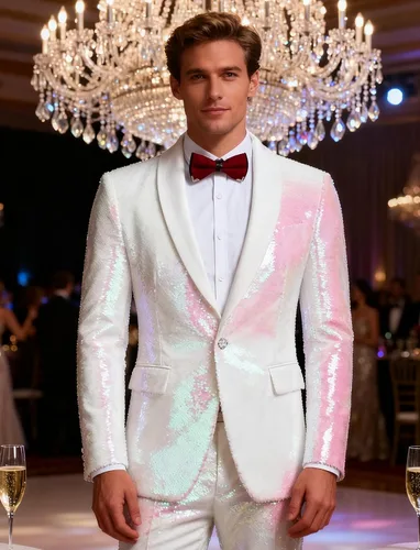 Vista 3 de COOFANDY Chaqueta de esmoquin con lentejuelas brillante para hombre Blazer de un botón para fiesta, cena, graduación, traje de gala
