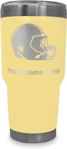 Vista 38 de LaserGram Vaso aislado al vacío de 20 onzas, casco de fútbol, grabado personalizado incluido (morado claro)
