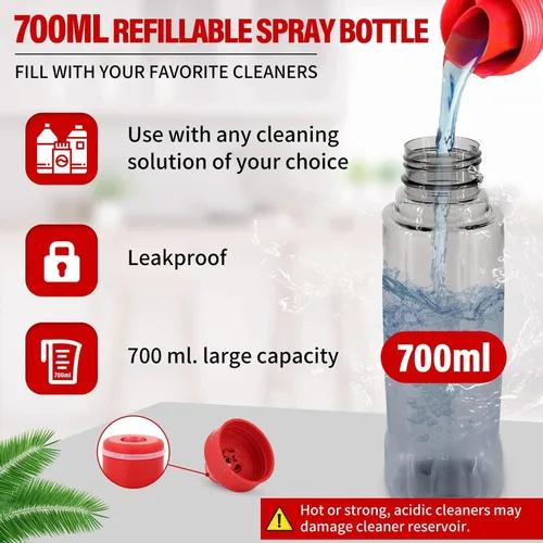 Vista 3 de Trapeador de microfibra para limpieza de suelos con 3 almohadillas lavables 700ML refillable bottle, 360° swivel head, scrubber included, wet/dry