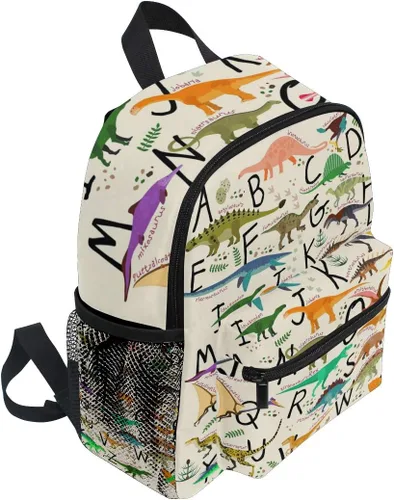 Vista 2 de Bonita mochila de dinosaurio del alfabeto para niños y niñas mochila infantil de dinosaurio para niños preescolares bolsa de libros para guardería
