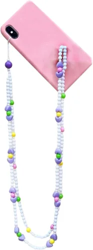 Vista 26 de Beaded Phone Charm Lanyard Strap Crossbody Fixed Beads Pearl Neck Chain