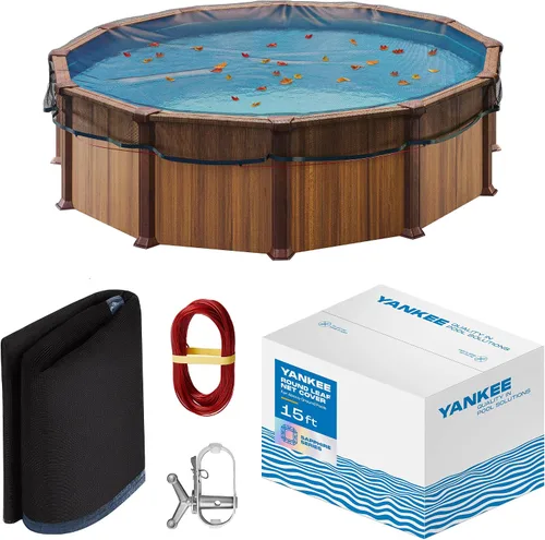 Vista 13 de Yankee - Cubierta de red de hojas para piscina redonda sobre el suelo de 12 pies, resistente de 0.15 pulgadas, red para proteger de hojas, desechos