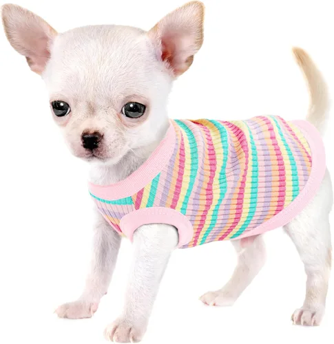 Vista 9 de Eleva la Comodidad y la Moda de tu Mascota: Chaleco de Camisa para Perros de Algodón 100% Acanalado Premium para Razas Pequeñas como Chihuahuas