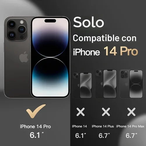 Vista 2 de JETech Funda resistente para iPhone 14 Pro, color negro