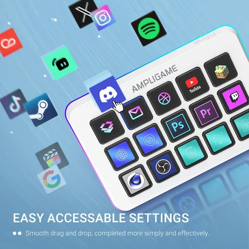 Vista 7 de FIFINE AmpliGame - Controlador de juegos con 15 accesos directos para OBS Streaming Studio con teclas macro, acciones de activación, controlador RGB