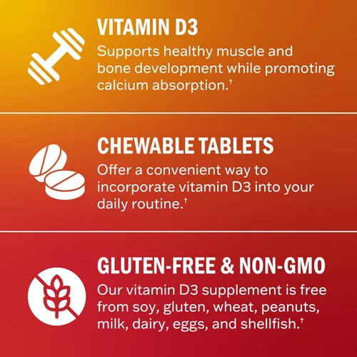 Vista 6 de BioSchwartz Vitamin D3 5000 IU (125 mcg) Chewable Tablets - Immune Support, Bone Strength, Healthy Muscle Function - Gluten-Free and Non-GMO
