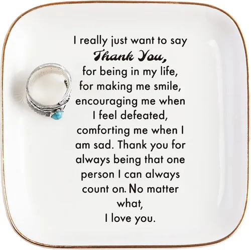 Vista 8 de PUDDING CABIN - Plato para anillos para regalo de agradecimiento para mujeres, madres, maestras, compañeras de trabajo con el mensaje "Thank You for