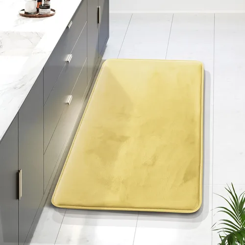 Vista 123 de Clara Clark tapete para baño, regadera o tina, de gomaespuma, negro, antiderrapante Camel Oro