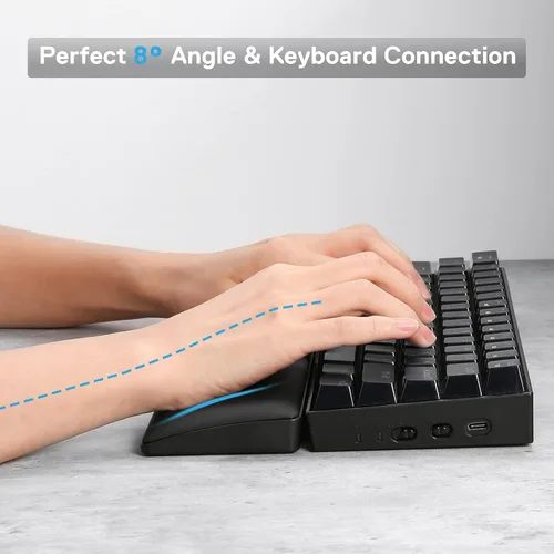 Vista 7 de Redragon P035 Meteor S Almohadilla de Descanso para Muñeca de Teclado de Computadora, Soporte Ergonómico de Espuma de Memoria Suave con Base de Goma