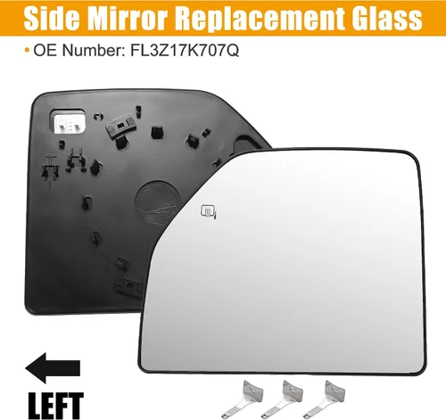 Vista 5 de X AUTOHAUX Espejo de remolque del lado izquierdo del conductor, cristal superior calefactado con soporte trasero No.FL3Z17K707Q para Ford F250 F350