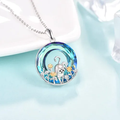 Vista 4 de Dreamboat Sterling Silver Cat Necklace for Women Crystal Necklace Cute Animals Necklace Cat Pendant Necklace Cat Jewelry Cat Gifts for Cat Lovers