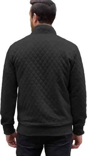 Vista 3 de Sudadera acolchada de manga larga para hombre, casual, cuello alto, con botones, forro polar
