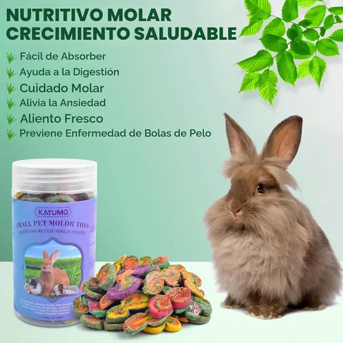 Vista 5 de KATUMO Juguetes masticables de conejo, 6.35 oz Timothy Grass Treats Juguetes molares de animales pequeños para conejillo de indias, hámster