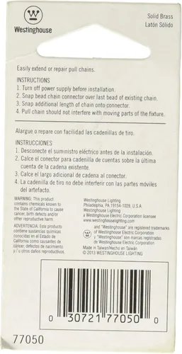 Vista 2 de Westinghouse Lighting Corp - Cadena de cuentas de 3 pies, latón pulido