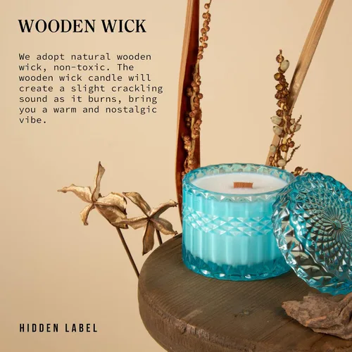 Vista 3 de Vela perfumada de verbena de coco y lima, velas de soja con mecha de madera agrietada, colección Muse de 7.4 onzas, cera de soja natural, no tóxica