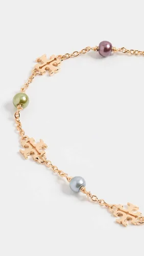Vista 3 de Tory Burch Pulsera delicada de cadena de perlas Kira para mujer
