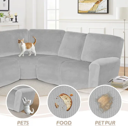 Vista 7 de Arfntevss Fundas para sofá reclinable seccional, funda de terciopelo para sofá seccional para sofá reclinable, elástica, suave en forma de L, funda