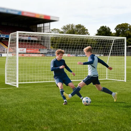 Vista 23 de NAIZEA Porterías de fútbol – 24x8/21x7/18x7/12x6/16x7/10x6/8x6/6x4 pies para patio trasero – Portería de fútbol de metal para jóvenes adultos