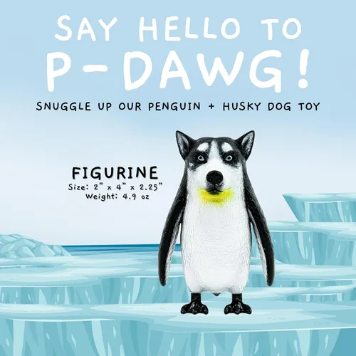 Vista 3 de Randimals Penguin & Husky Dog - Juguetes híbridos de animales realistas – Mezcla única de juguetes de safari y animales de granja pequeñas figuras