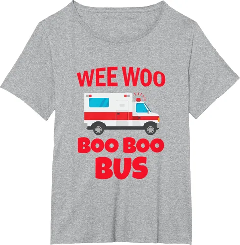 Vista 53 de Wee Woo Boo Boo Bus First Responder - Camiseta divertida de ambulancia, Negro, S