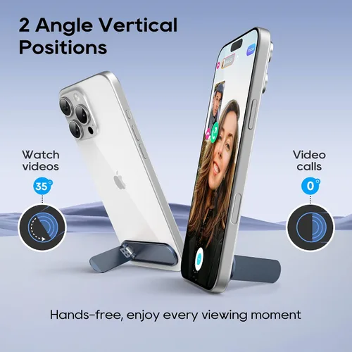 Vista 5 de Paquete de 2 soportes para teléfono, soporte vertical horizontal y ajustable de 2 ángulos, soporte plegable para teléfono, compatible con iPhone