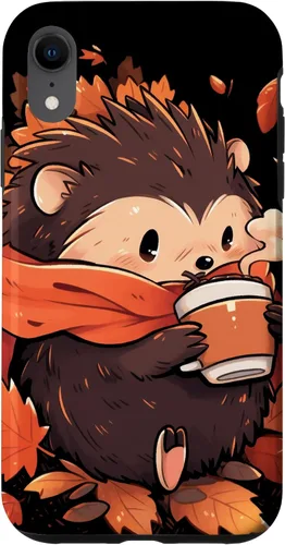 Vista 25 de Hedgehog Fall Autumn Leaves Pumpkin Spice Latte Kawaii Case for iPhone 16