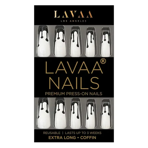 Vista 12 de GOLD VIBES - Uñas a presión de Lavaa Beauty Punta dorada con purpurina degradada Ataúd extra largas Vibes de oro