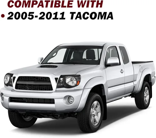 Vista 6 de JSBOYAT Conjunto de faros delanteros de recambio para camioneta Toyota Tacoma 2005-2011, bombillas incluidas (carcasa negra con reflector ámbar)