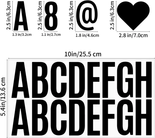 Vista 2 de 400 calcomanías de letras negras, 24 hojas de calcomanías de letras grandes de 2.5 pulgadas, impermeables, autoadhesivas, calcomanías del alfabeto