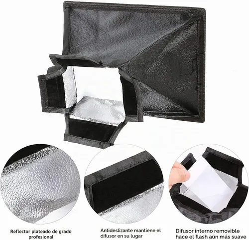 Vista 2 de waka Caja de luz difusora de flash, [2 unidades] Speedlight Softbox plegable con bolsa de almacenamiento, caja de luz octagonal de 8 pulgadas + 8 x