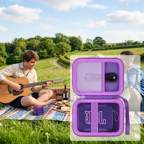 Vista 8 de Funda compatible con JBL Go 5/Go 4 Altavoz impermeable ultraportátil (funda morado)
