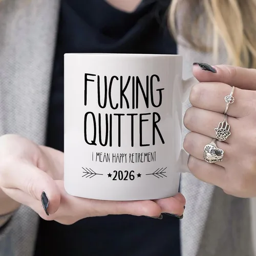 Vista 5 de Divertido regalo de jubilación para hombre, taza con frase “Quitter I Mean Happy Retirement”, regalo de jubilación para papá, taza de regalo
