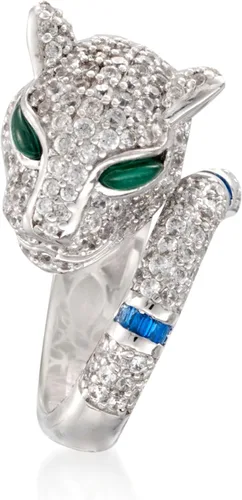Vista 3 de Ross-Simons 400 ct tw CZ and Simulated Multi-Stone Panther Ring in Sterling Silver