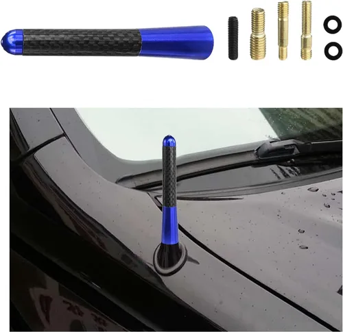 Vista 7 de Dickno Antena corta para automóvil, antena de radio de aluminio de 1.37 pulgadas, repuesto de mástil, antena de recepción de radio AM/FM automática