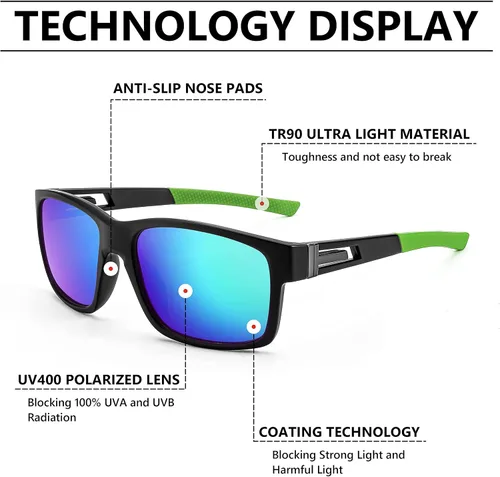 Vista 19 de FEISEDY Gafas de sol polarizadas para hombres y mujeres, para conducir, ciclismo, correr, golf, deportes, gafas ligeras, TR90, marco B2915