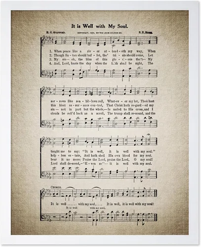 Vista 24 de Poster Master Póster de partitura de música vintage, impresión de himno retro, regalo para músico, amigo, "How Great Thou Art, himno, verso