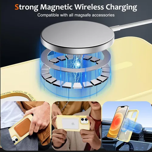 Vista 909 de Anuck - Funda magnética para iPhone 11 compatible con MagSafe, carcasa trasera mate translúcida dura, borde de TPU, delgada, resistente a impactos