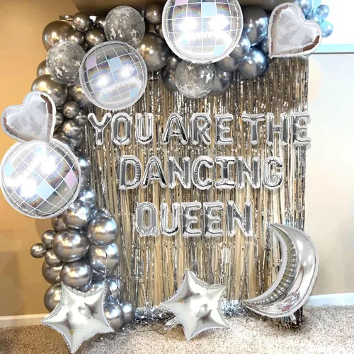 Vista 8 de 37 PIEZAS Bailarina Reina 17 Globos Bailarina Reina Decoraciones de Fiesta Mamma Mia 17 Cumpleaños Decoración Plata Azul 17 Decoración de Cumpleaños