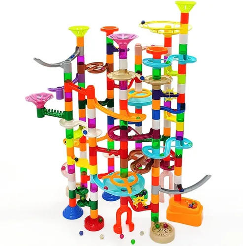 Vista 9 de DSHMIXIA Marble Run para niños de 3-4 y 5-8 años, 150 piezas de juguetes de construcción resistentes, juegos para niños, pista de carreras