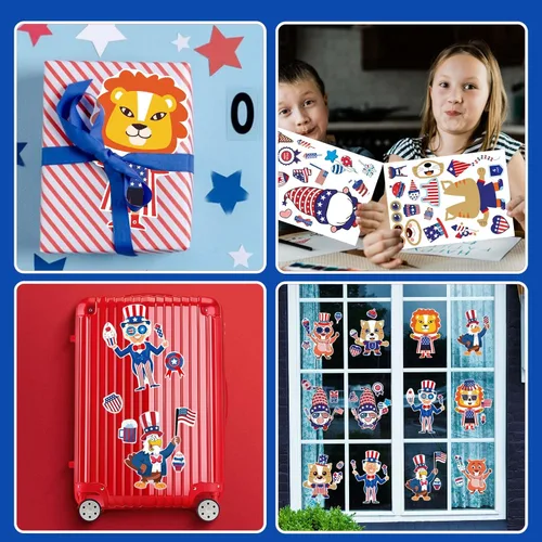 Vista 5 de 4th of July Independence Day Make-a-face Stickers Patriotic Crafts Stickers for Kids, Make Your Own Sticker, Fourth of July American