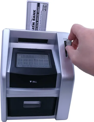 Vista 6 de Caja de ahorros de cajeros automáticos de juguete para niños con pantalla táctil electrónica Touch screen interface, realistic savings bank
