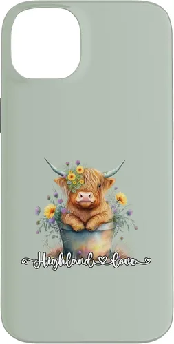 Vista 15 de Lindo bebé Highland vaca ternero amor primavera pastel novedad caso para iPhone 16
