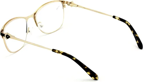 Vista 5 de Gafas de lectura con montura óptica de media montura para mujer, diamantes de imitación, lentes transparentes, lentes de metal, color dorado